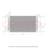 PWR Engine Oil Cooler - Plate & Fin 280 x 127 x 37mm (14 Row) kit (includes fittings)
