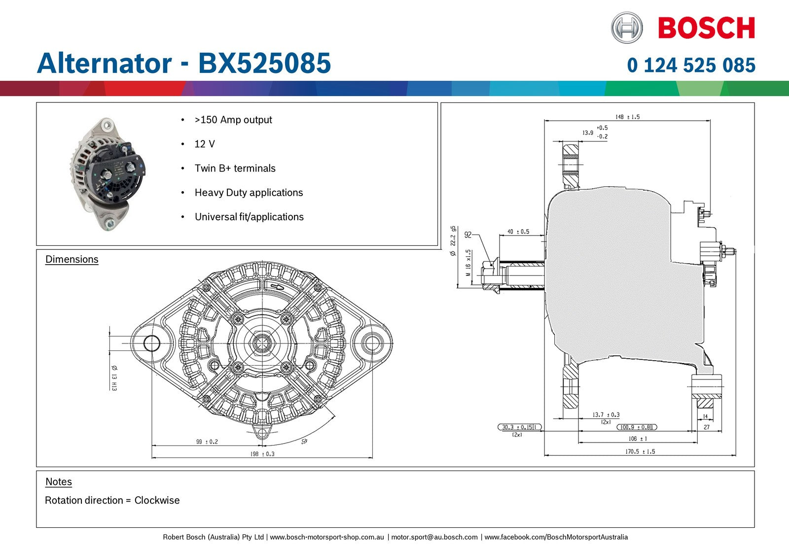 Bosch Alternator - BX525085