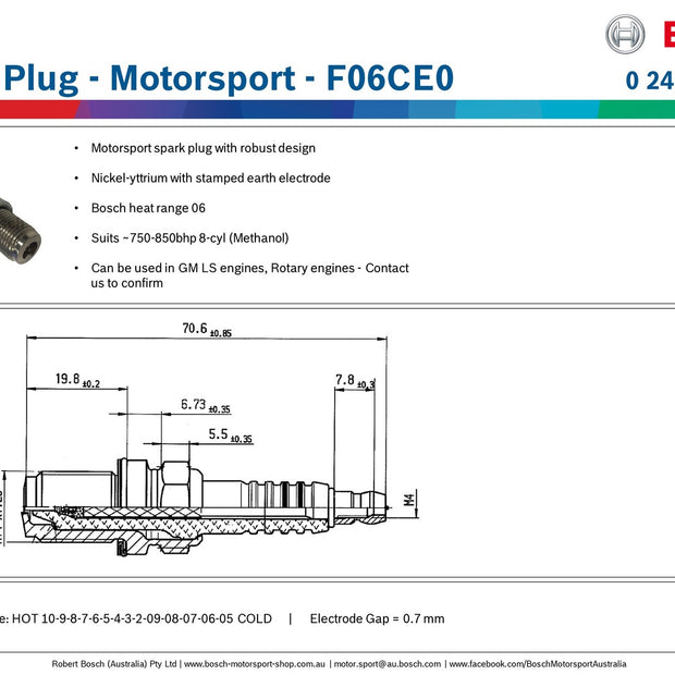 Bosch Spark Plug - Motorsport - F06CE0