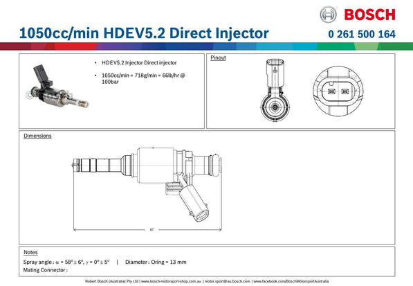 Bosch 1050cc/min HDEV5.2 Direct Injector