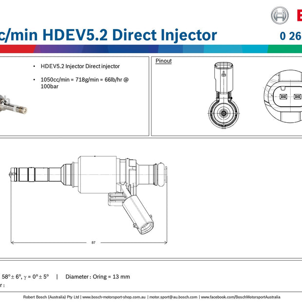 Bosch 1050cc/min HDEV5.2 Direct Injector