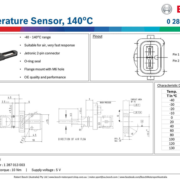 Bosch Temperature Sensor, 140 deg C