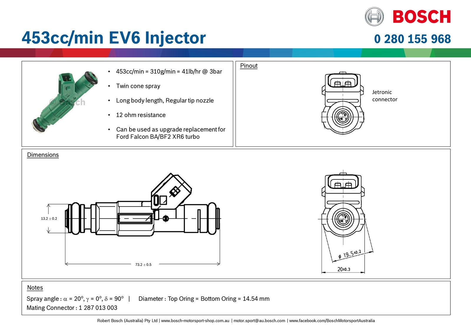 Bosch 453cc/min EV6 Injector