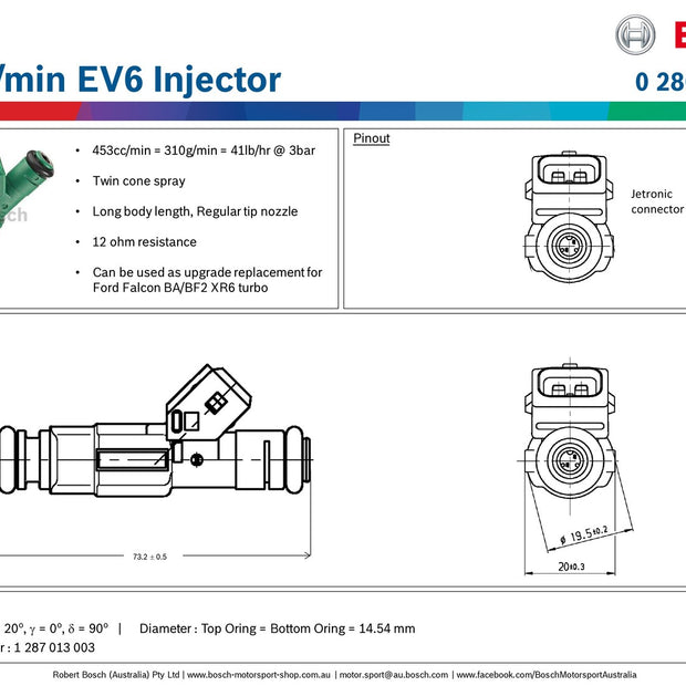 Bosch 453cc/min EV6 Injector