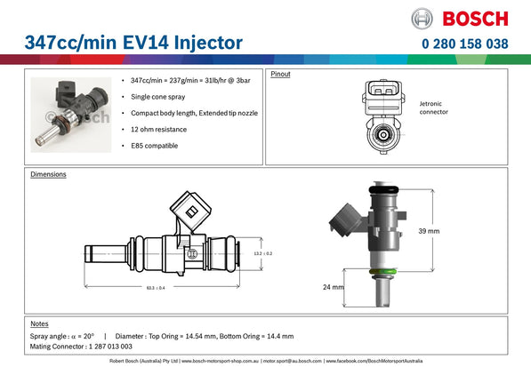 Bosch 347cc/min EV14 Injector