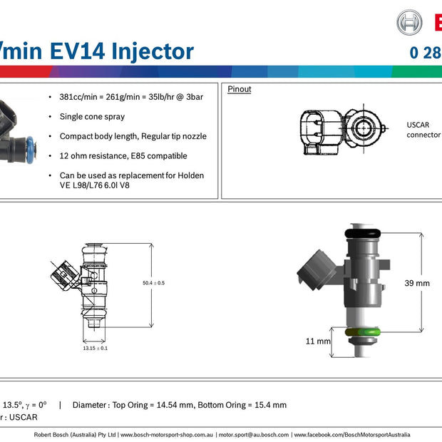 Bosch 381cc/min EV14 Injector