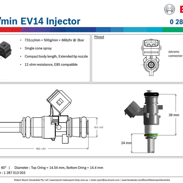 Bosch 731cc/min EV14 Injector