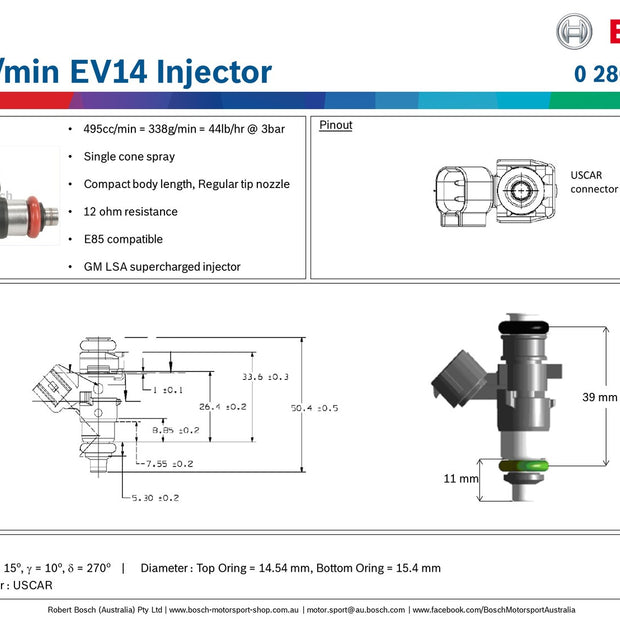 Bosch 495cc/min EV14 Injector
