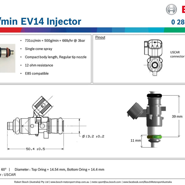 Bosch 731cc/min EV14 Injector