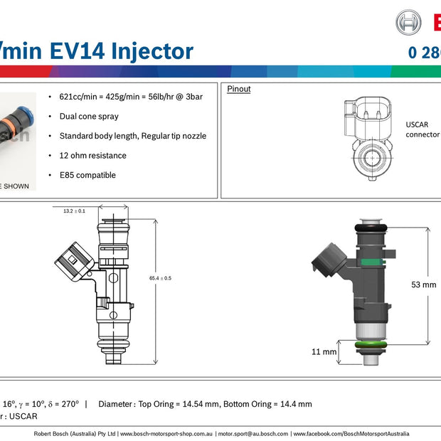 Bosch 621cc/min EV14 Injector