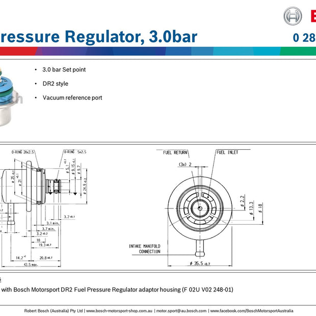 Bosch Fuel Pressure Regulator, 3.0bar