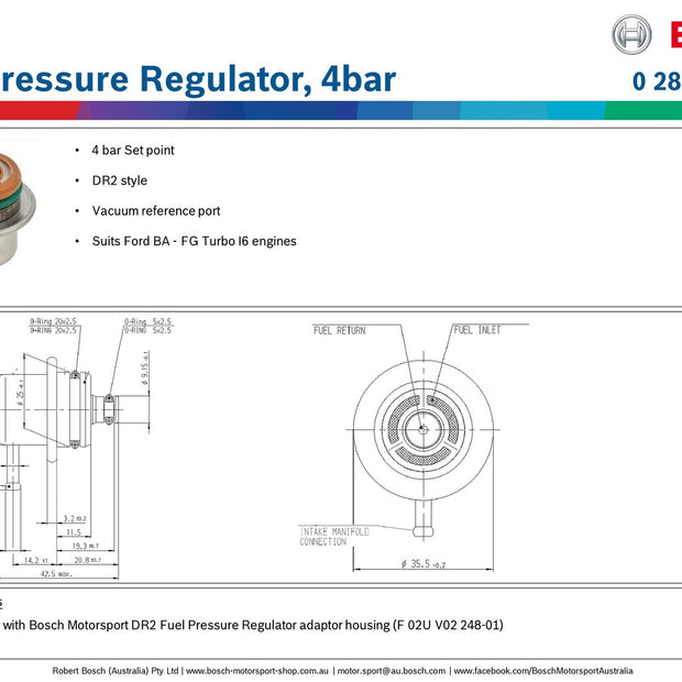 Bosch Fuel Pressure Regulator, 4bar