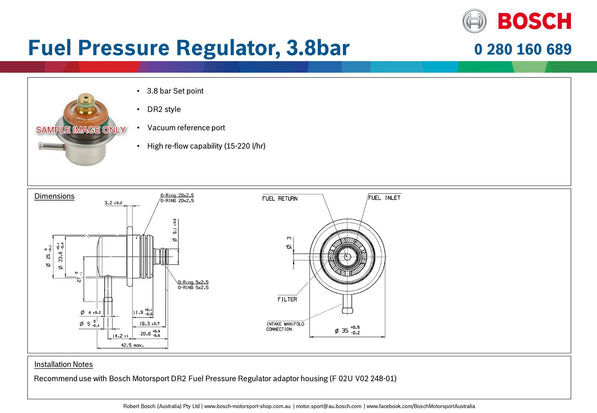 Bosch Fuel Pressure Regulator, 3.8bar