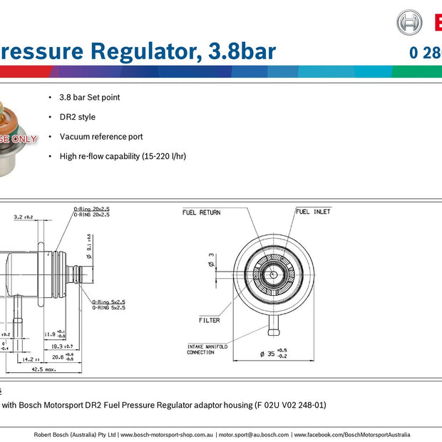 Bosch Fuel Pressure Regulator, 3.8bar