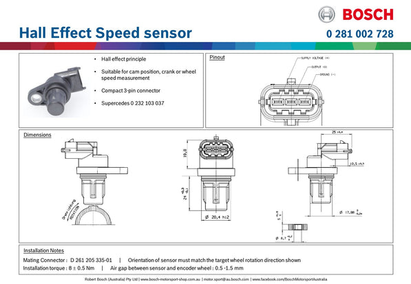 Bosch Hall Effect Speed sensor