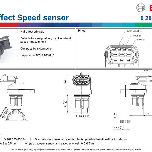 Bosch Hall Effect Speed sensor