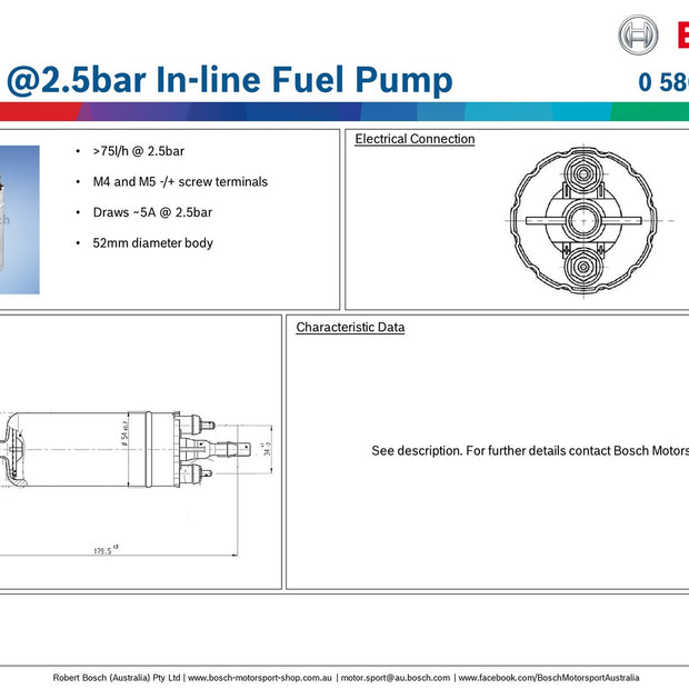 Bosch >75l/h @2.5bar In-line Fuel Pump