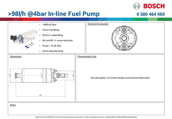 Bosch >98l/h @4bar In-line Fuel Pump