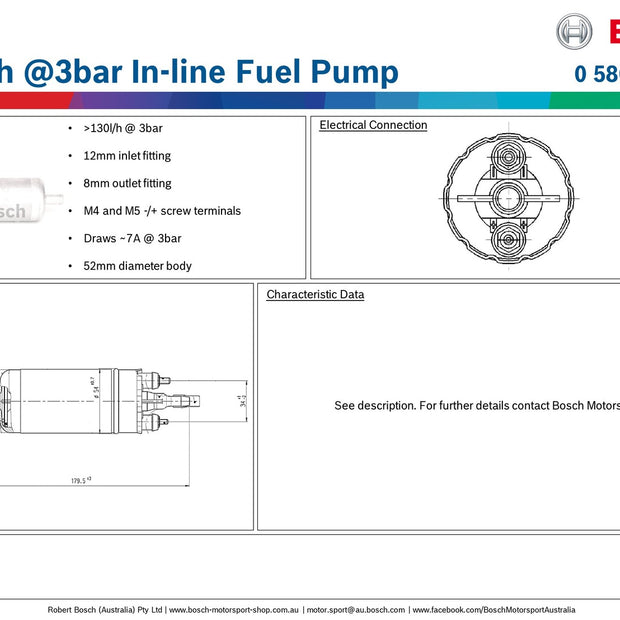 Bosch >130l/h @3bar In-line Fuel Pump