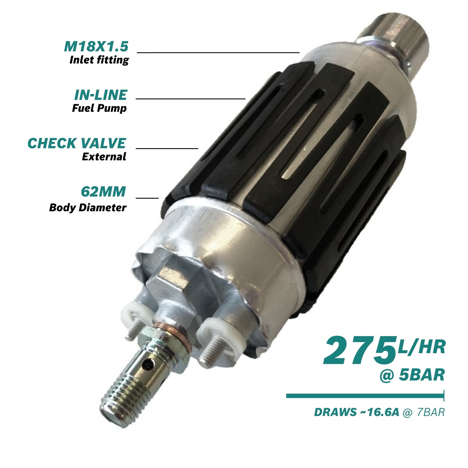 Bosch >275l/h @5bar In-line Fuel Pump