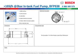 Bosch >105l/h @3bar In-tank Fuel Pump, BFP038
