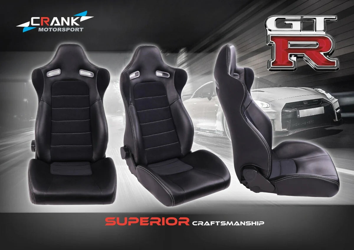 2x Crank Motorsport Nissan Skyline R34 GTR Mspec Leather Style Seats – ADR Approved