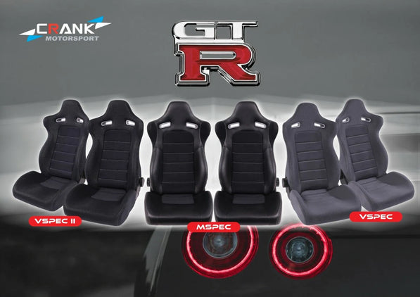 2x Crank Motorsport Nissan Skyline R34 GTR Mspec Leather Style Seats – ADR Approved