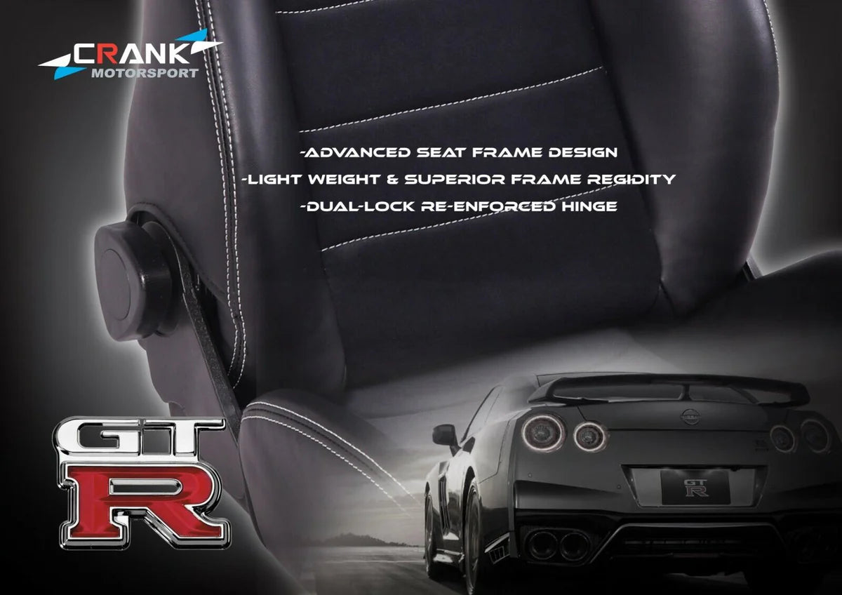 2x Crank Motorsport Nissan Skyline R34 GTR Mspec Leather Style Seats – ADR Approved