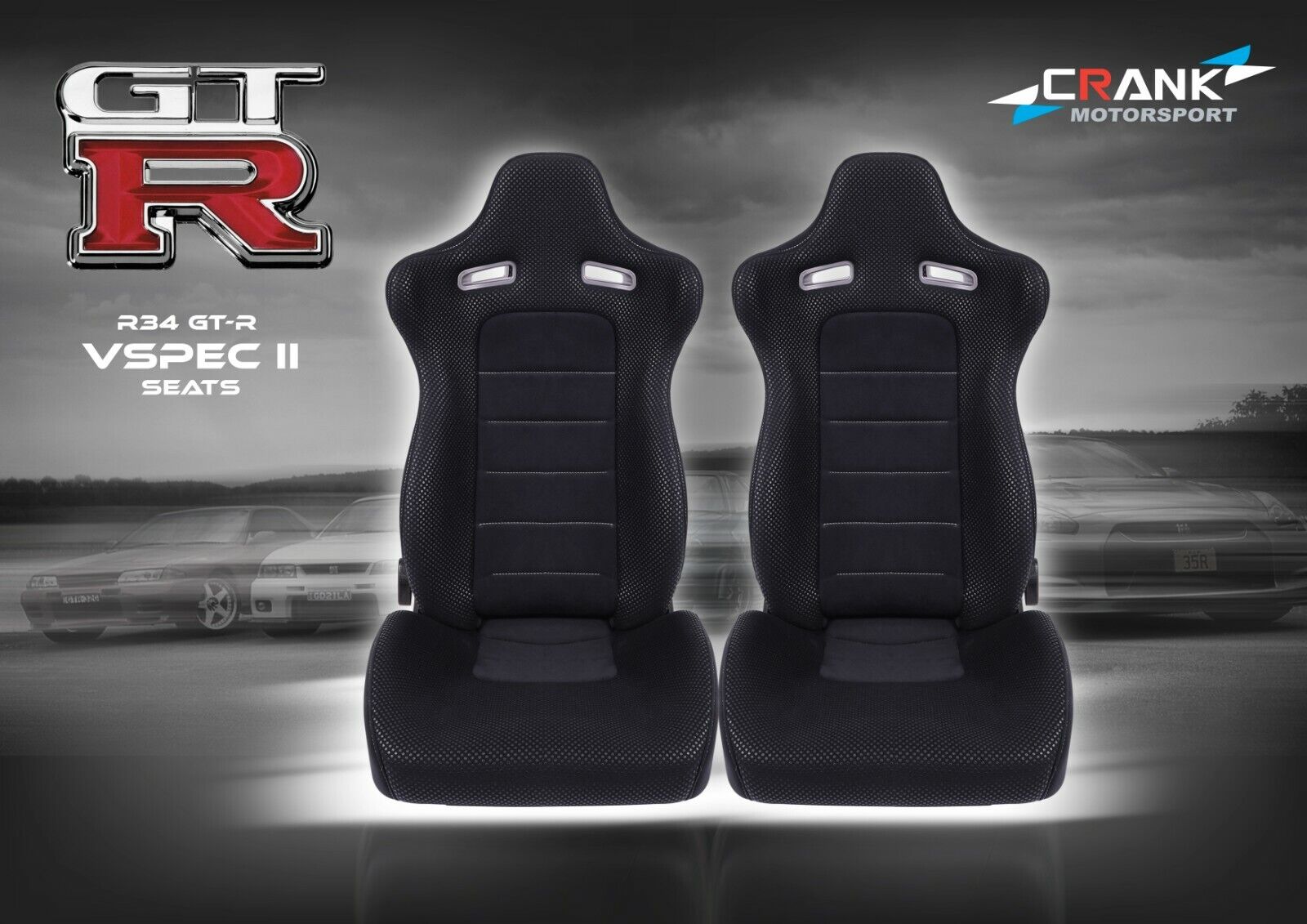 Crank Motorsport Nissan Skyline R34 GTR Vspec II Series 2 Style Seats