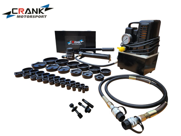 Crank Motorsport 36 Pcs Electric Hydraulic Hole Punch Kit – 16–114 mm Cut, 15T 240V Set