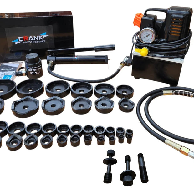 Crank Motorsport 36 Pcs Electric Hydraulic Hole Punch Kit – 16–114 mm Cut, 15T 240V Set