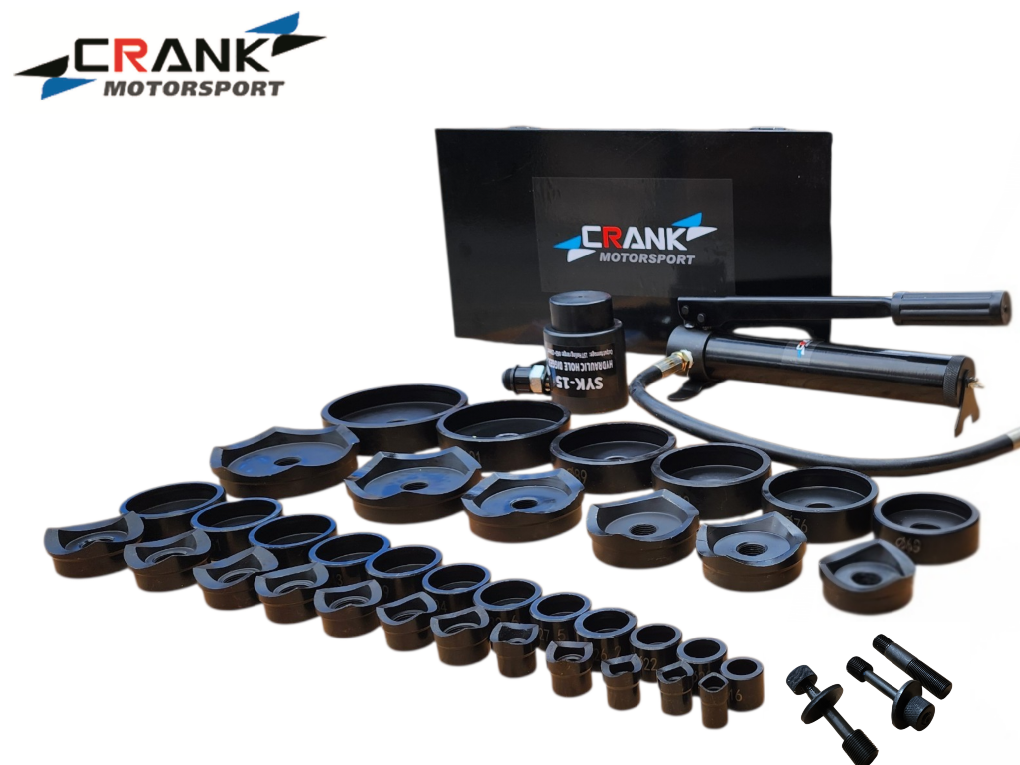 Crank Motorsport 36 Pcs Hydraulic Hole Punch Kit – 16–114 mm Cut, 15T Hand Pump Set