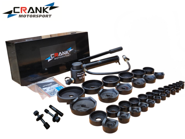 Crank Motorsport 36 Pcs Hydraulic Hole Punch Kit – 16–114 mm Cut, 15T Hand Pump Set