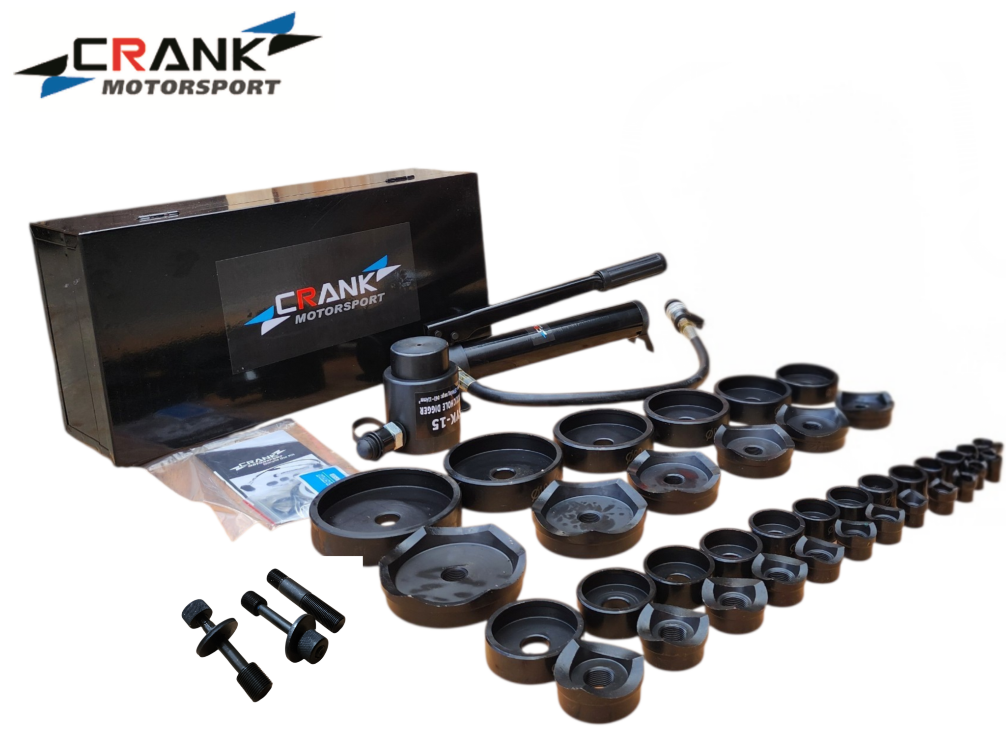 Crank Motorsport 36 Pcs Hydraulic Hole Punch Kit – 16–114 mm Cut, 15T Hand Pump Set