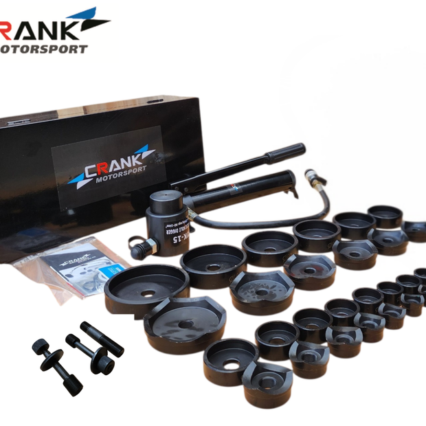 Crank Motorsport 36 Pcs Hydraulic Hole Punch Kit – 16–114 mm Cut, 15T Hand Pump Set