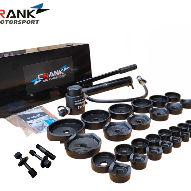 Crank Motorsport 36 Pcs Hydraulic Hole Punch Kit – 16–114 mm Cut, 15T Hand Pump Set