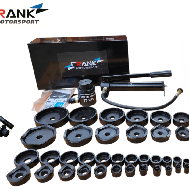 Crank Motorsport 36 Pcs Hydraulic Hole Punch Kit – 16–114 mm Cut, 15T Hand Pump Set
