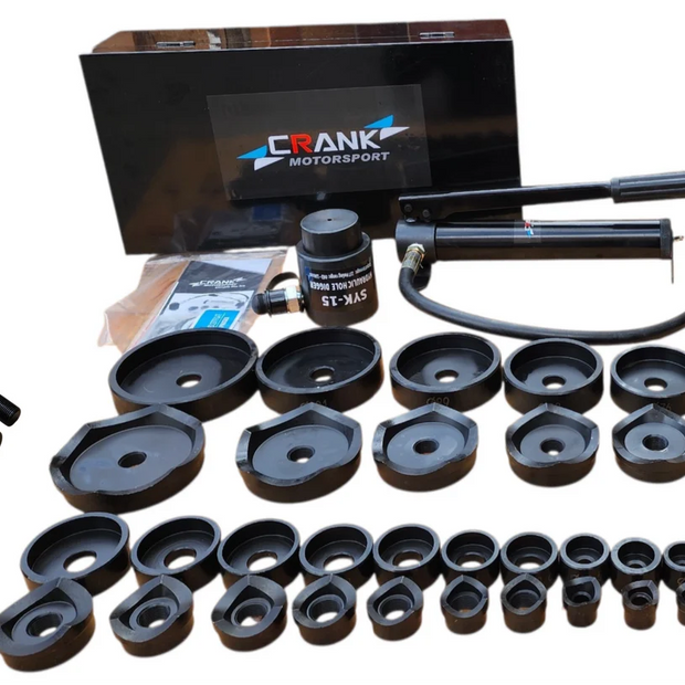 Crank Motorsport 36 Pcs Hydraulic Metal Hole Punch Set – 16–114 mm Cut