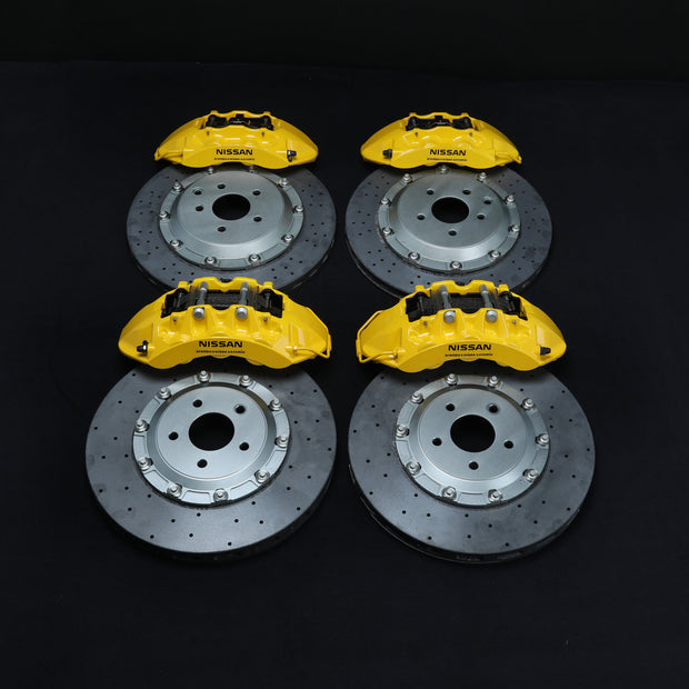 R35 GTR Carbon Ceramic Brake Conversion Kit – Nissan Skyline R32-R34 – Yellow Calipers with Black Hat