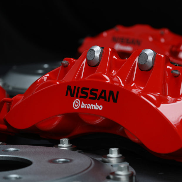 R35 GTR Carbon Ceramic Brake Conversion Kit – Nissan Skyline R32-R34 – Red Calipers with Black Hat
