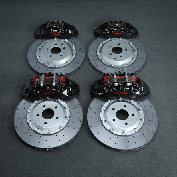 R35 GTR Carbon Ceramic Brake Conversion Kit – Nissan Skyline R32-R34 – Black Calipers with Black Hat