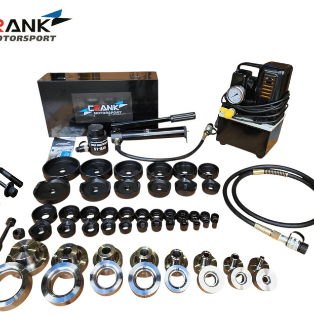 Crank Motorsport 52 Pcs Dimple Die + Electric Hydraulic Kit – 16–114 mm Cut, 1/2–2-1/2 in RADIUS