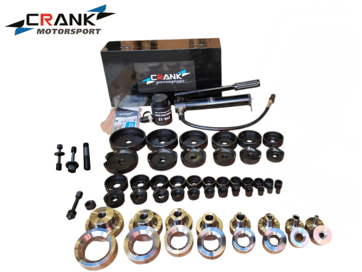 Crank Motorsport 52 Pcs Dimple Die Hydraulic Hole Punch Kit – 16–114 mm Cut, 1/2–2.5