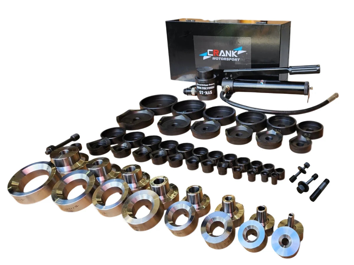Crank Motorsport 52 Pcs Dimple Die Hydraulic Hole Punch Kit – 16–114 mm Cut, 1/2–2.5