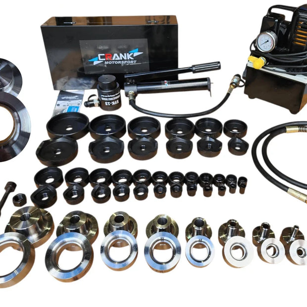 Crank Motorsport 56 Pcs Dimple Die + Electric Hydraulic Kit – 16–114 mm Cut, 1/2–2-1/2  in RADIUS