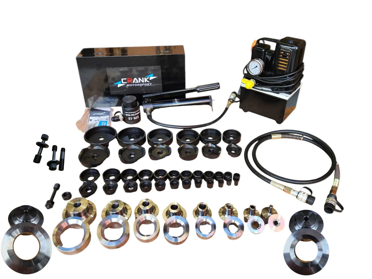 Crank Motorsport 56 Pcs Dimple Die + Electric Hydraulic Kit – 16–114 mm Cut, 1/2–2-1/2  in TAPER