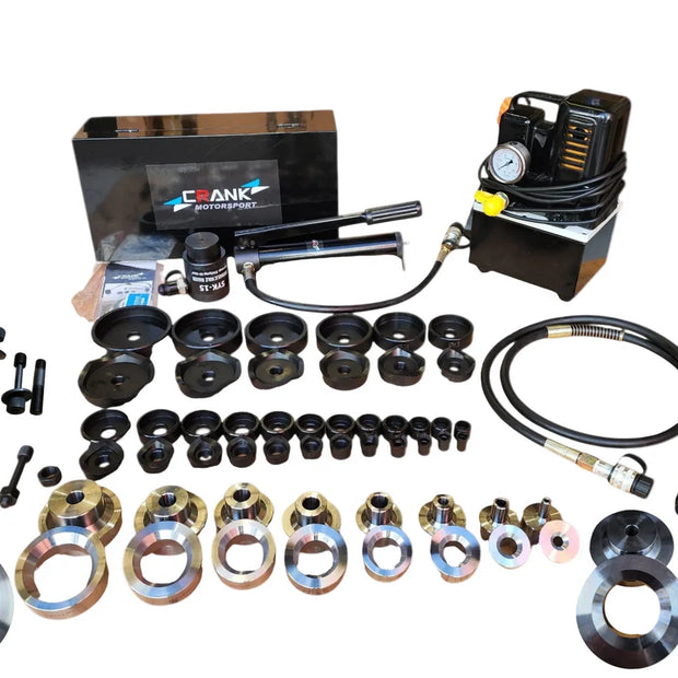 Crank Motorsport 56 Pcs Dimple Die + Electric Hydraulic Kit – 16–114 mm Cut, 1/2–2-1/2  in TAPER