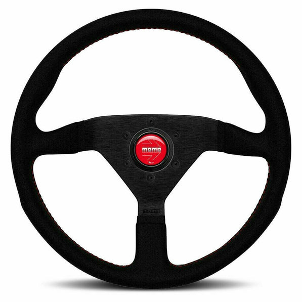 MOMO Montecarlo Black Alcantara With Red Stitching 320mm Steering Wheel