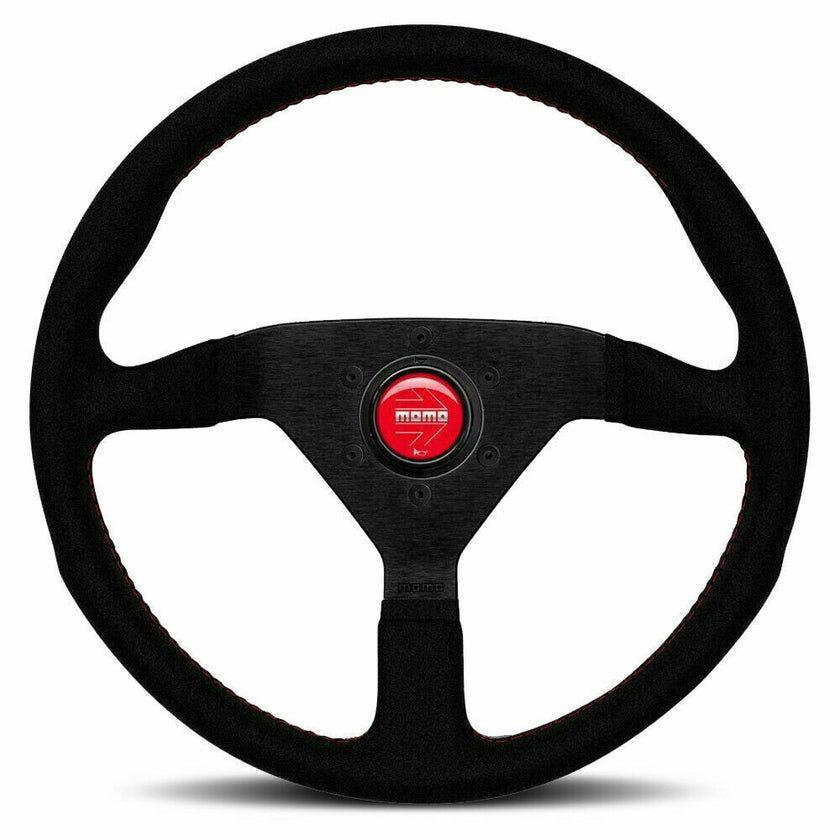 MOMO Montecarlo Black Alcantara With Red Stitching 320mm Steering Wheel