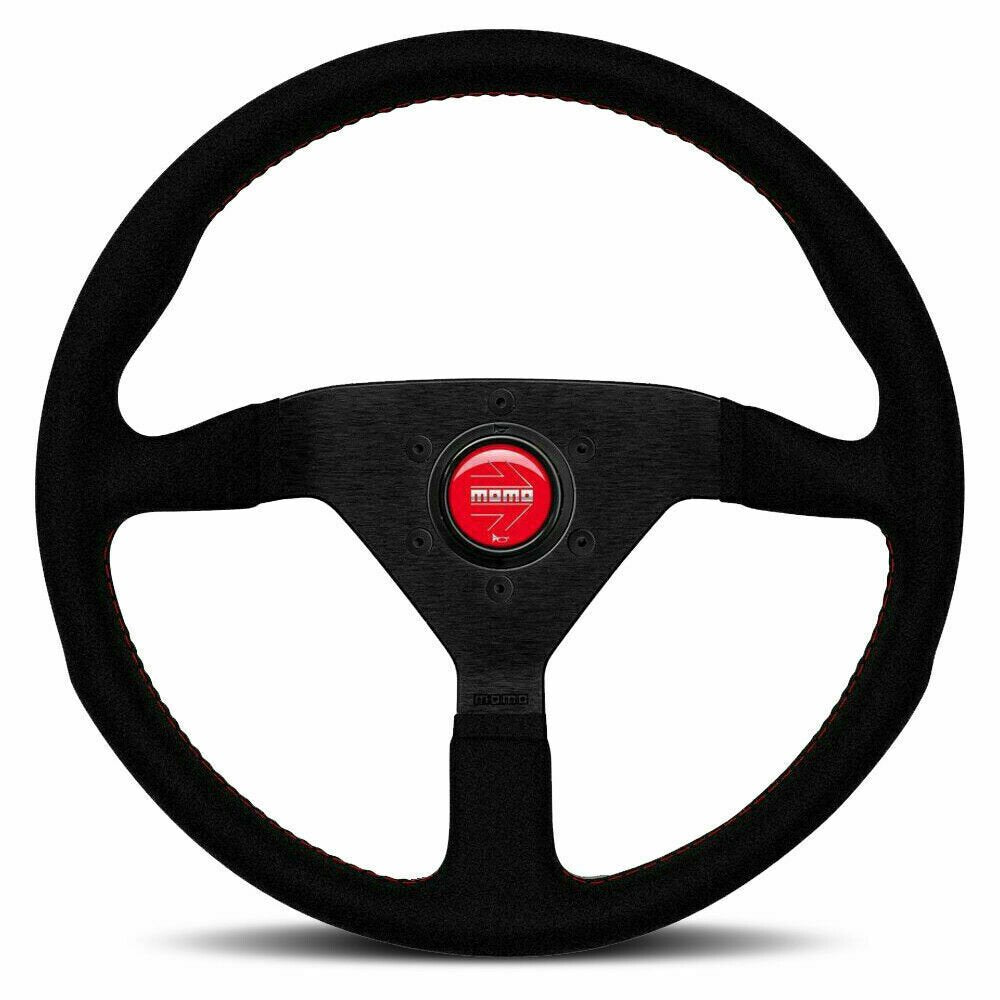 MOMO Montecarlo Black Alcantara With Red Stitching 320mm Steering Wheel